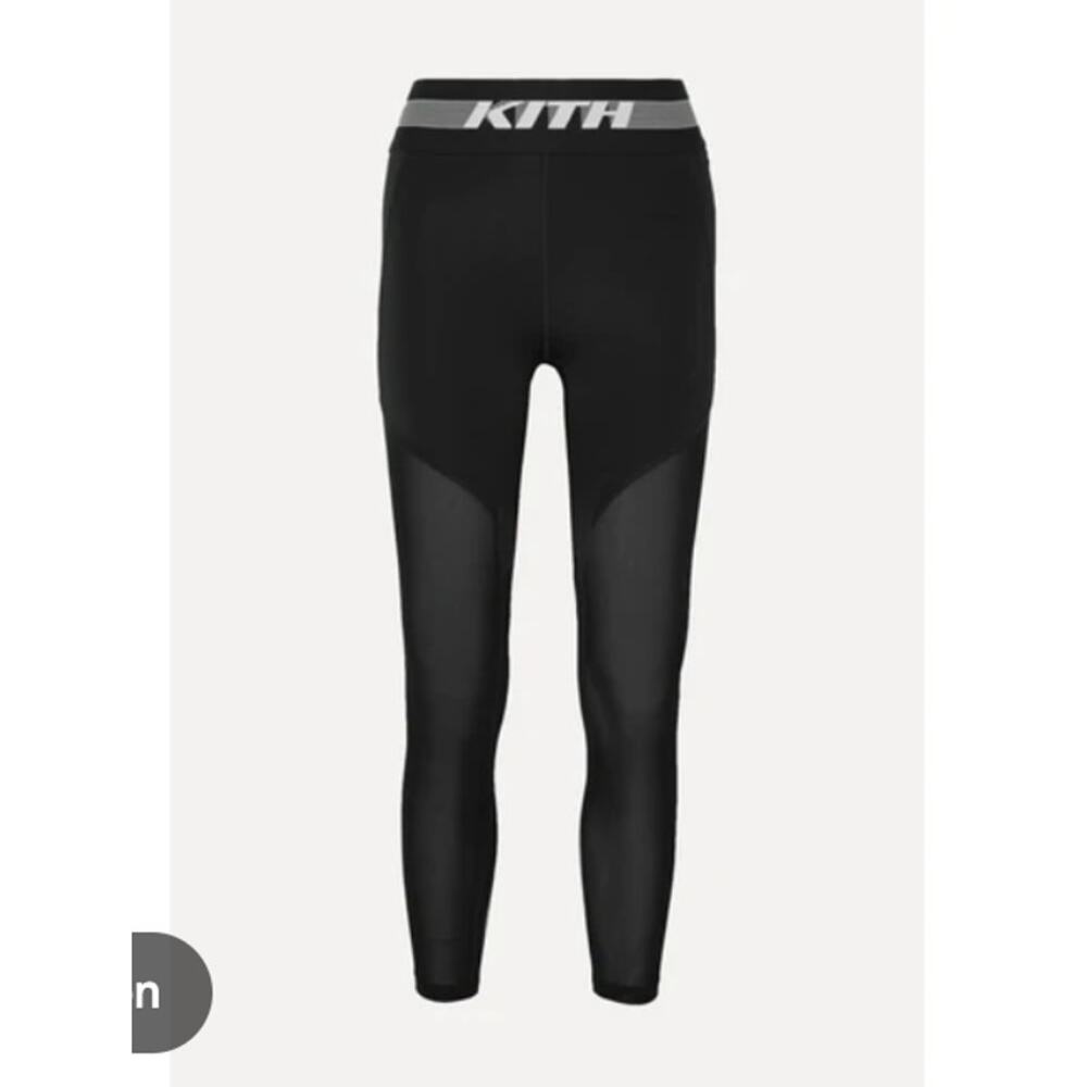 Kith Sport Mesh Cool Black Logo Band Athleisure Workout Leggings Size S - Picture 3 of 7